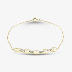 9ct Yellow Gold 0.10ct Diamond Interlinked Chain Bracelet THB46274-10