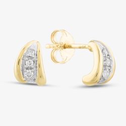 9ct Yellow Gold Brilliant Cut Diamond Curved Studs Earrings E1240/10-10