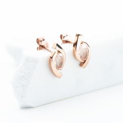 9ct Rose Gold 0.78ct Oval Cut Morganite Eye Stud Earrings HM-33-29-008