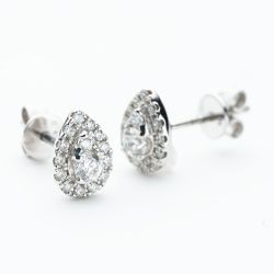 9ct White Gold Pear Cut Diamond Cluster Stud Earrings NTE409PEAR-D-9WG
