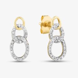 9ct Yellow Gold 0.15ct Brilliant Cut Diamond Open Circle Stud Earrings THE31107-15 (YG)