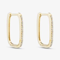 9ct Yellow Gold Diamond Square Hoop Earrings E4664/15-10