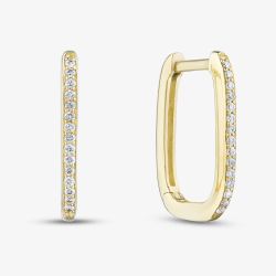 9ct Yellow Gold Diamond Rounded Square Hoop Earrings E4664/09-10