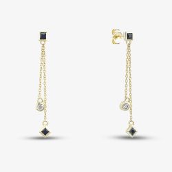 9ct Yellow Gold Sapphire & Diamond Two Strand Drop Earrings RJE04757-BS