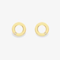 9ct Yellow Gold Diamond Open Circle Stud Earrings 12325147264