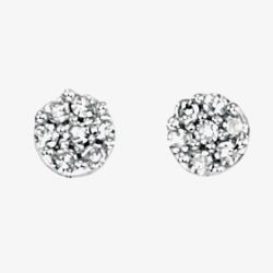 9ct White Gold Round Diamond Cluster Stud Earrings GE734