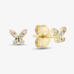 9ct Yellow Gold 0.08ct Brilliant Cut Diamond Butterfly Stud Earrings THE46446-08