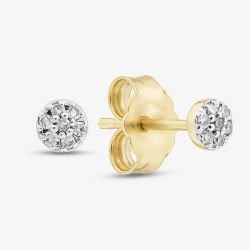 9ct Yellow Gold 0.05ct Brilliant Cut Diamond Cluster Stud Earrings THE46506-05