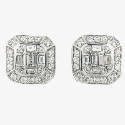 9ct White Gold 0.47ct Multi-cut Diamond Mosaic Stud Earrings E3985W/47-9