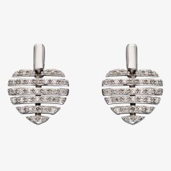 9ct White Gold Split Diamond Heart Stud Earrings GE2298