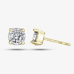 9ct Two Colour Gold 0.10ct Diamond Stud Earrings E4058YW/10-10