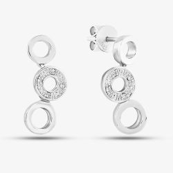 Sterling Silver and Diamond Open Circles Dropper Earrings PE03326