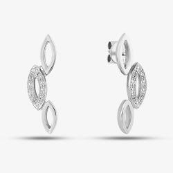 Sterling Silver and Diamond Open Marquise Dropper Earrings PE03329