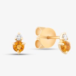 14ct Yellow Gold Citrine & Brilliant Cut Diamond Stud Earrings E39074KY14CT (X2)