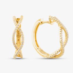 14ct Yellow Gold 0.34ct Brilliant Cut Diamond Crossover Hoop Earrings 737525 585/GG