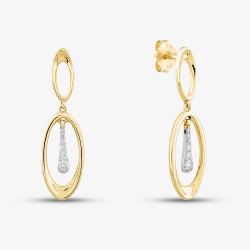 9ct Yellow Gold Diamond Oval Dropper Earrings E4537YW/15-10