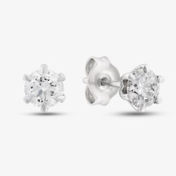 Platinum Certified 1.00ct Brilliant Cut Diamond Stud Earrings 6 CLAW PLAT EARRINGS MO 1.00CT