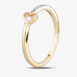 9ct Yellow Gold 0.05ct Diamond Open Heart Ring TH012533R