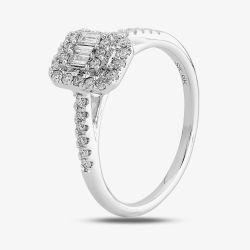9ct White Gold 0.35ct Multi-Cut Diamond Square Cluster Ring TH012536R