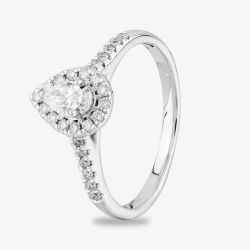 9ct White Gold 0.50ct Diamond Pear Shaped Shoulder Set Ring TH012576R