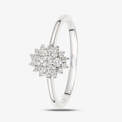 9ct White Gold 0.25ct Diamond Cluster Ring DR1673W