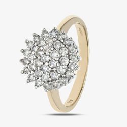 9ct Yellow Gold 0.75ct Diamond Cluster Ring PR04663Y