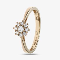 9ct Yellow Gold 0.25ct Diamond Flower Cluster Ring PR11539Y