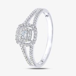 9ct White Gold 0.25ct Diamond Cluster Split Shoulder Ring PR12865W