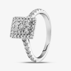 9ct White Gold Diamond Oblong Cluster Ring TH012596R