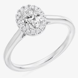 Platinum 0.45ct Certificated Oval Cut Halo Ring ENG4019 SMT M