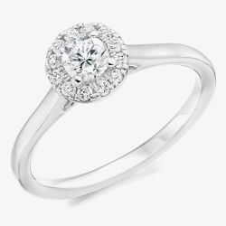 Platinum 0.39ct Certificated Round Brilliant Cut Diamond Halo Ring ENG4240SMTPT