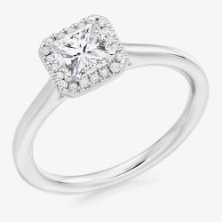 Platinum 0.66ct Certificated Princess Cut Diamond Halo Ring ENG4982SMTPT