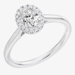 Platinum 0.35ct Certificated Oval Cut Diamond Halo Ring ENG21456SMTPT