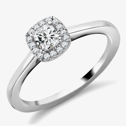 Platinum 0.52ct Certificated Cushion Cut Diamond Halo Ring ENG4334SMTPT