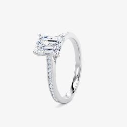 Platinum Emerald Cut 0.40ct Natural Diamond & 0.15ct Diamond Shoulders Ring ESC01-PT-0.40-G-SI1-NA