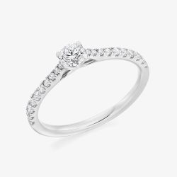 Platinum 0.23ct Brilliant Cut Diamond Shoulder Set Solitaire Ring ENG25307SMT