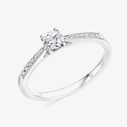 Platinum 0.23ct Brilliant Cut Shoulder Set Solitaire Ring ENG4293SMT
