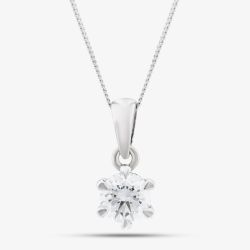 Platinum Certified 0.40ct Brilliant Cut Diamond Pendant Necklace 6 CLAW PLAT PDT MO - 40PT