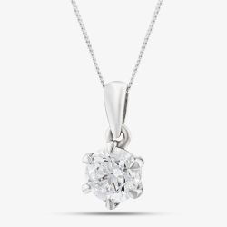 Platinum Certified 0.70ct Brilliant Cut Diamond Pendant Necklace 6 CLAW PLAT PDT MO - 70PT