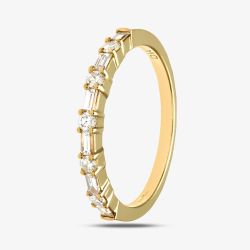 18ct Yellow Gold 0.45ct Baguette & Brilliant Cut Diamond Half Eternity Ring PR09207 18KY