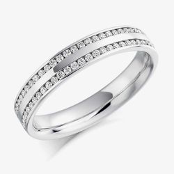18ct White Gold 0.26ct Channel Set Round Brilliant Double Row Half Eternity Ring HET1136 18W