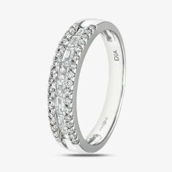18ct White Gold 0.58ct Baguette & Brilliant Cut Diamond Half Eternity Ring PR09208 18KW