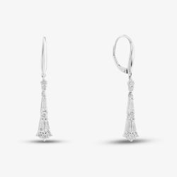 18ct White Gold 1.26ct Tapered Baguette Cut & Brilliant Cut Diamond Hoop Dropper Earrings LG318/EB-PR