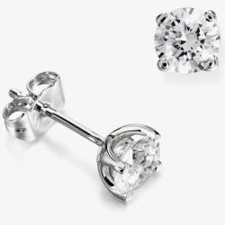 18ct White Gold 0.50ct Round Brilliant 4 Claw Diamond Earrings ERG241(4.0)PR