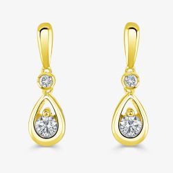 18ct Yellow Gold 0.26ct Diamond Teardrop Dropper Earrings LG224/EA-PR