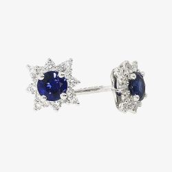 18ct White Gold Sapphire Diamond Star Cluster Stud Earrings 29736