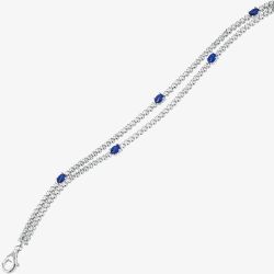 18ct White Gold Sapphire & Diamond Two Row Bracelet HSB2000(BS)