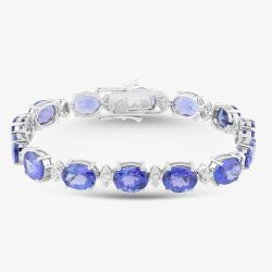 18ct White Gold 27.20ct Oval Cut Tanzanite & 0.67 Brilliant Cut Diamond Tennis Bracelet MQ5711