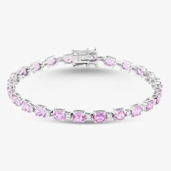 18ct White Gold 9.58ct Oval Cut Sapphire & 0.59ct Brilliant Cut Diamond Tennis Bracelet MQ5800