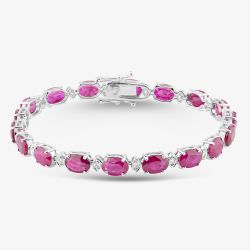 18ct White Gold 17.44 Oval Cut Ruby & 0.60ct Brilliant Cut Diamond Tennis Bracelet MQ3333